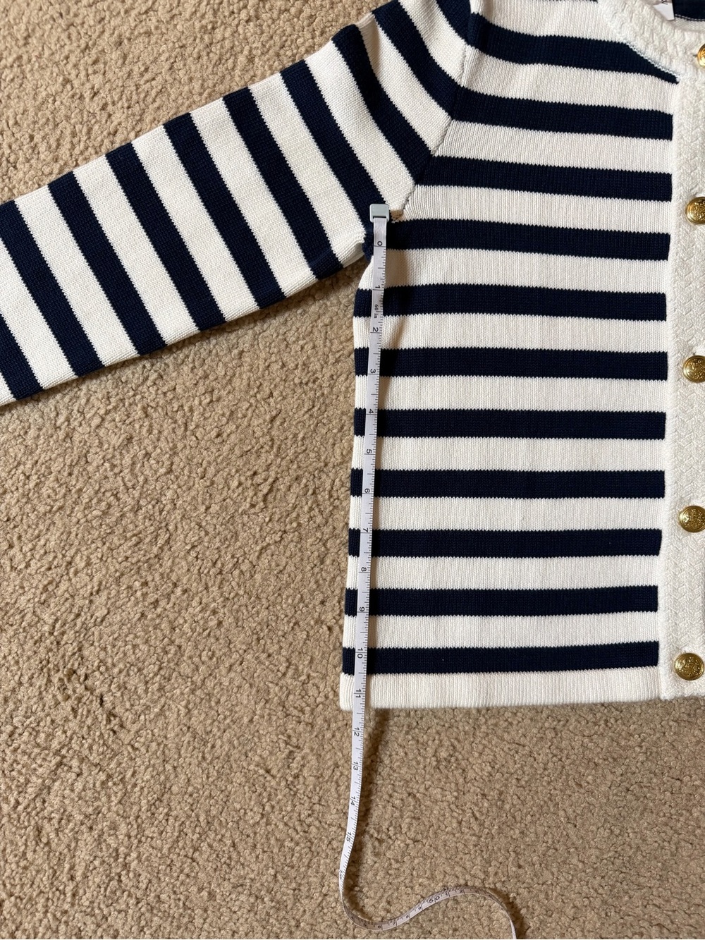 Factory J. Crew Navy and White Striped Button-Front Cardigan - Picture 10 of 10